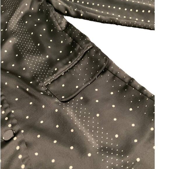 NWOT Victoria’s Secret Black Satin Dot Smoking Jacket with Pockets Size Large - Picture 7 of 9